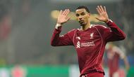 Penyerang Liverpool, Hugo Ekitike usai mencetak gol ke gawang Eintracht Frankfurt di lanjutan Liga Champions, 23 Oktober 2025. (AP Photo/Michael Probst)
